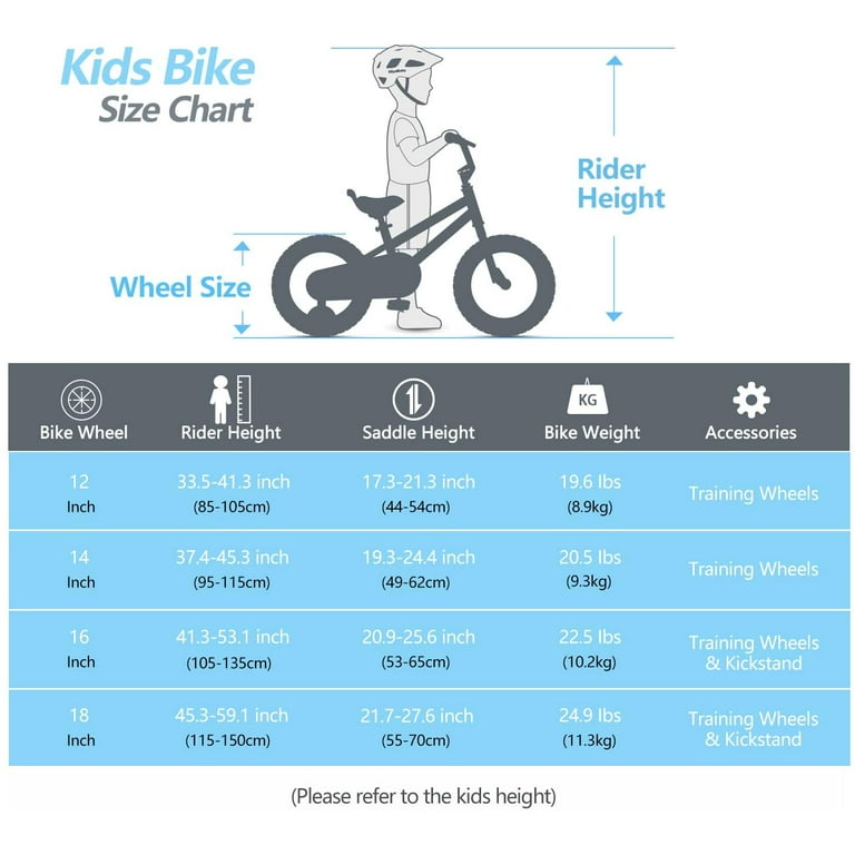 Training wheel 2024 bike sizes