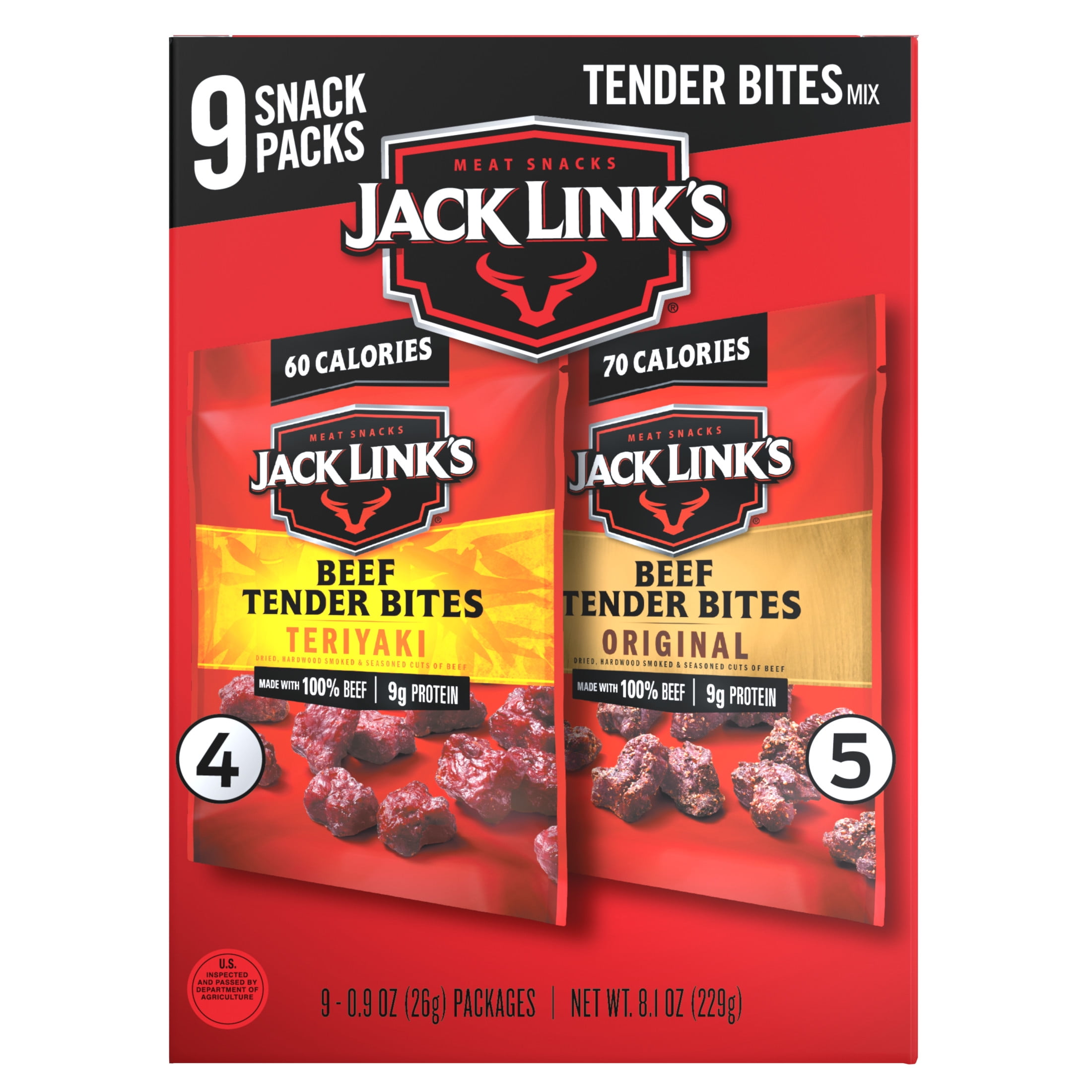 (2 pack) Jack Link's Original and Teriyaki Beef Tender Bites, 9 pack