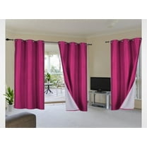 2-Piece Adam Hot Pink Solid Lined Blackout Grommet Window Curtain Treatment, Set of Two (2) Room Darkening Panels 37" Wide x 63" Length (Each)