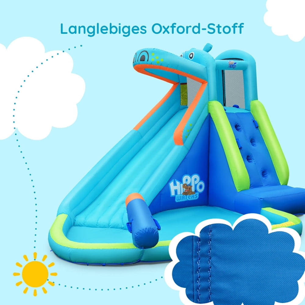 Aimee Lii Inflatable Water Pool with Splash and Slide without Blower, Bounce House Water Slide, Playhouse for Kids Outdoor