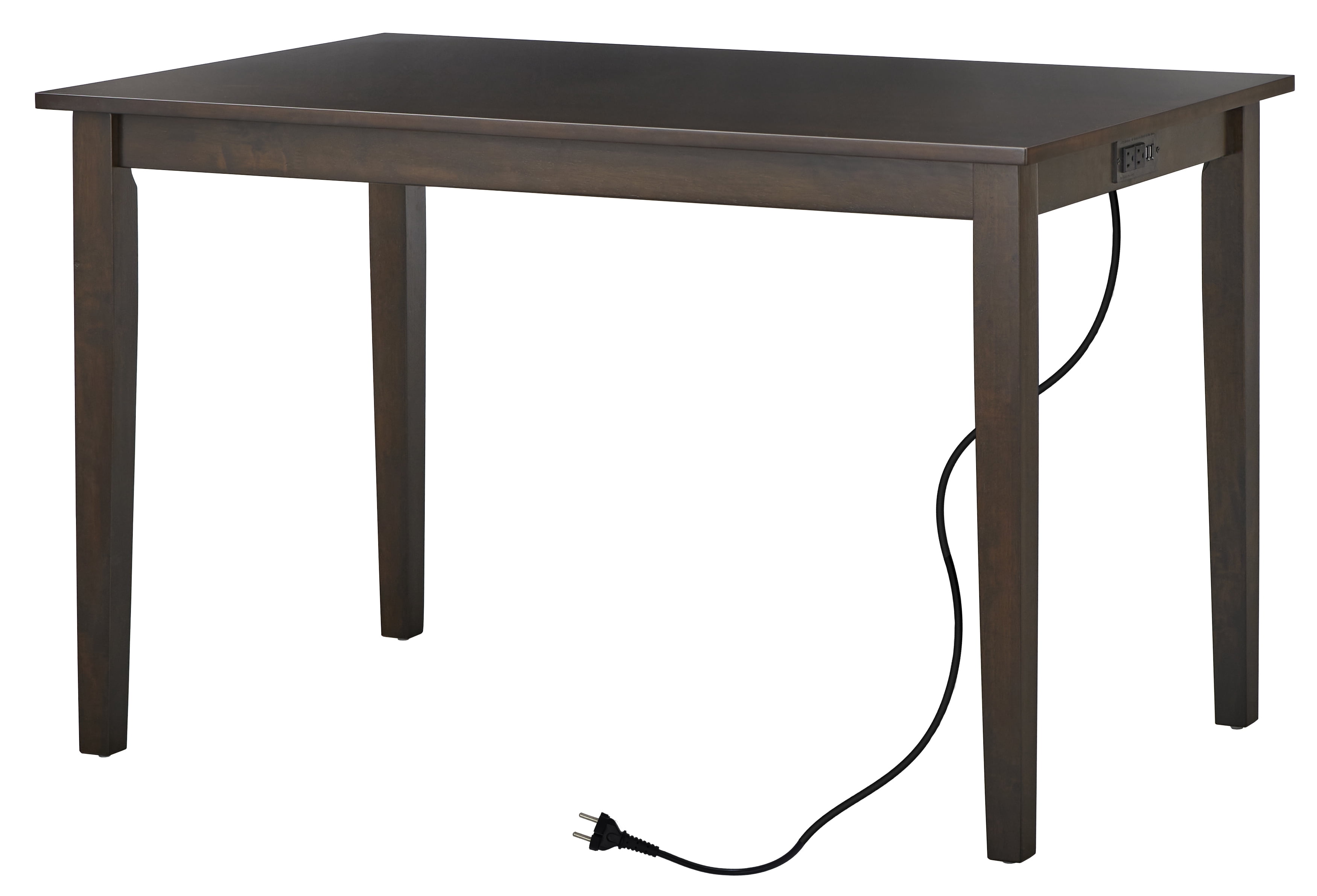 TMS Ruston Rectangular Dining Room Table with USB Ports, Espresso Brown
