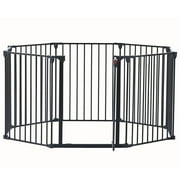 DLPIN 200" Adjustable Baby Gate Metal Safety Playpen ，Fireplace Fence for Toddler/Pet/Dog,Guard Adjustable 6-Panel Metal Play Yard for Toddler/Pet/Dog（Black）