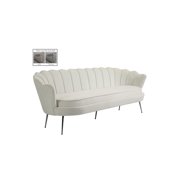 Glam CREAM Velvet Channel Tufted Sofa GARDENIA 684Cream-S Meridian Contemporary