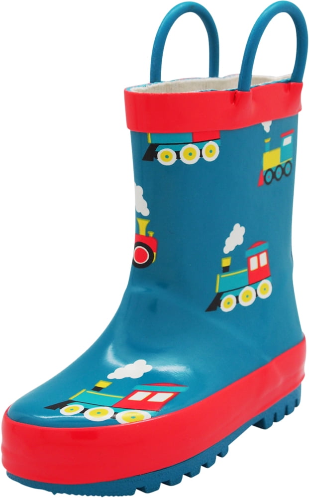 NORTY Children Boys Unisex Rubber Train Rain Boots 3 Little Kid