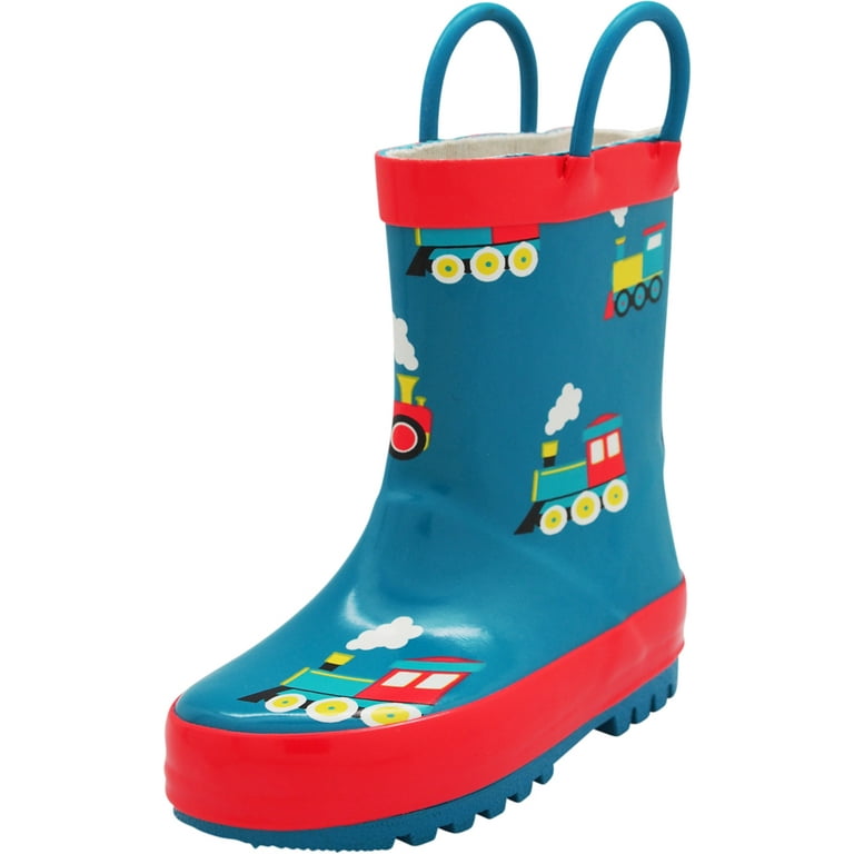 NORTY Children Boys Unisex Waterproof Train Rain Boots 4 Big Kid