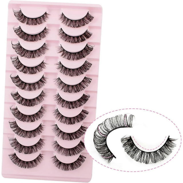 Russian Strip Lashes Curl False Eyelashes Cat Eye Lashes Natural 10 Pairs Volume Curly Fake Eyelashes Fluffy Artificial Reusable