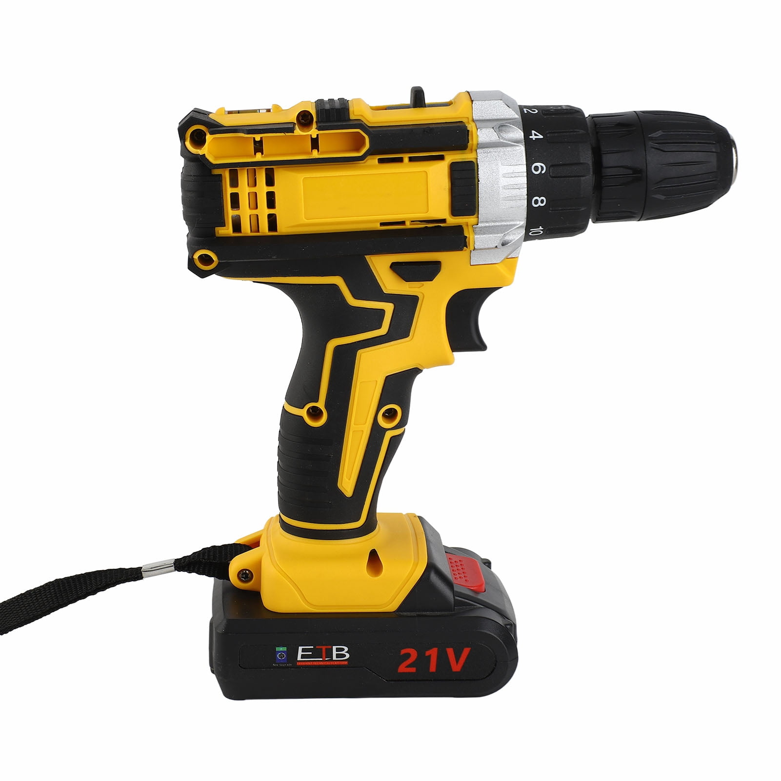 Motor 21V Cordless Electric Drill Brushed Motor 2 Speeds Adjustment 18 Gears of Torsion Adjustable Holes Drilling Machine