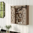 thumbnail image 2 of Bathroom Wall Cabinet, 31“W Farmhouse Medicine Cabinet with Sliding Barn Door and Adjustable Shelves, Storage Cabinet Wall Mounted for Bathroom, Kitchen, Brown, 2 of 14