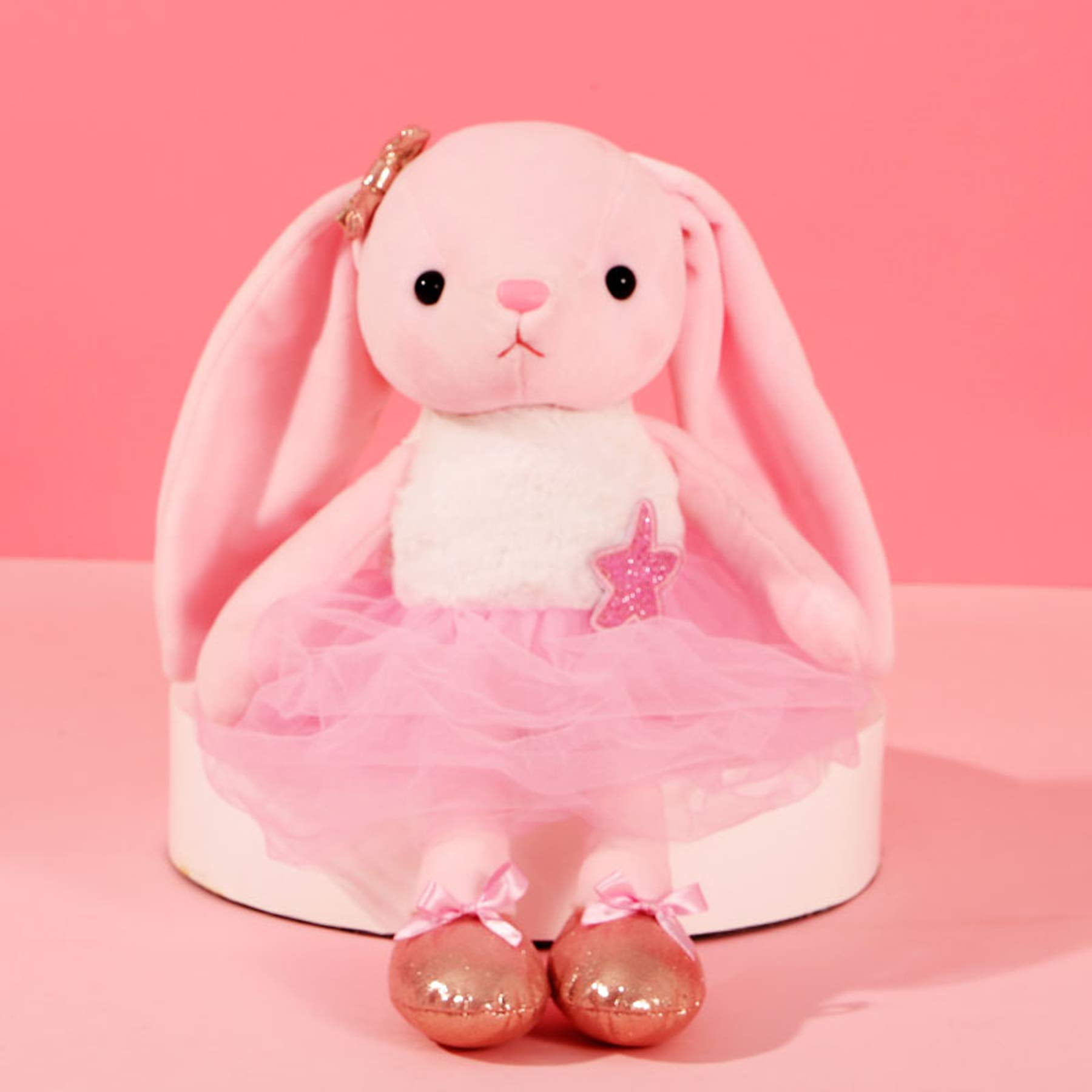 Ballerina Dolls Plush Bunny Rabbit Soft Toys Ballet Dance Recital Gifts for Girls Pink 15.5 Inches