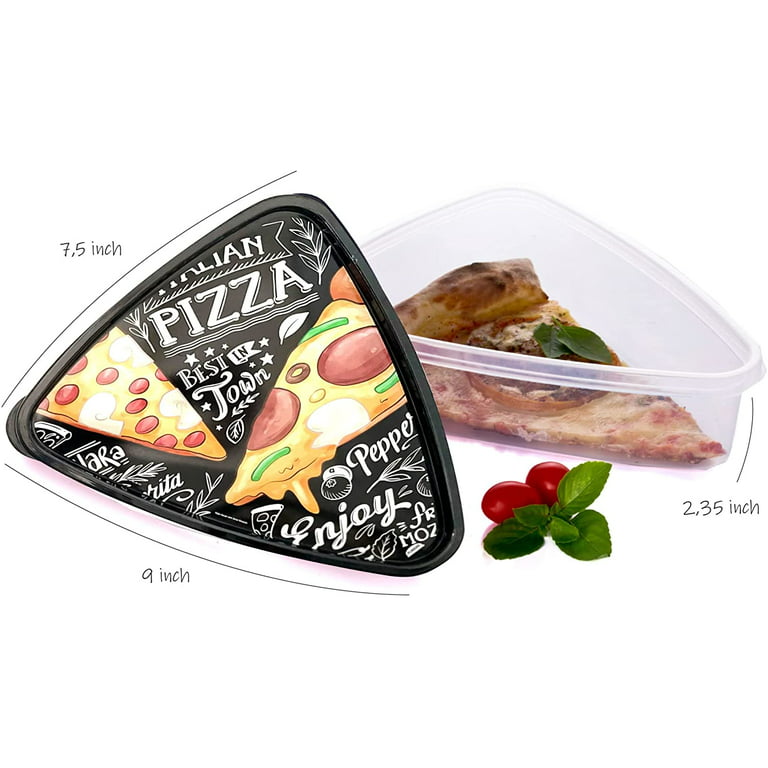 Pizza Slice Container Storage with Lids. Tray, Holder and Saver. Plastic  Packs to go. The Best Idea to Serve Pizza to Your Kids. 6 pcs.