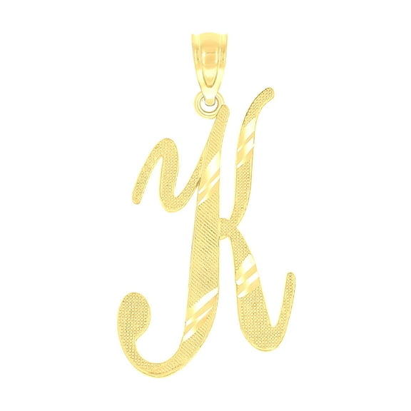 10k 10kt Yellow Gold Unisex Diamond-cut Initial K Charm Pendant for Men Women