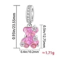 thumbnail image 2 of 925 Sterling Silver Sparkling Pink Bear Dangle Charm for Bracelet Charms Bangle Pendant Jewelry, 2 of 4