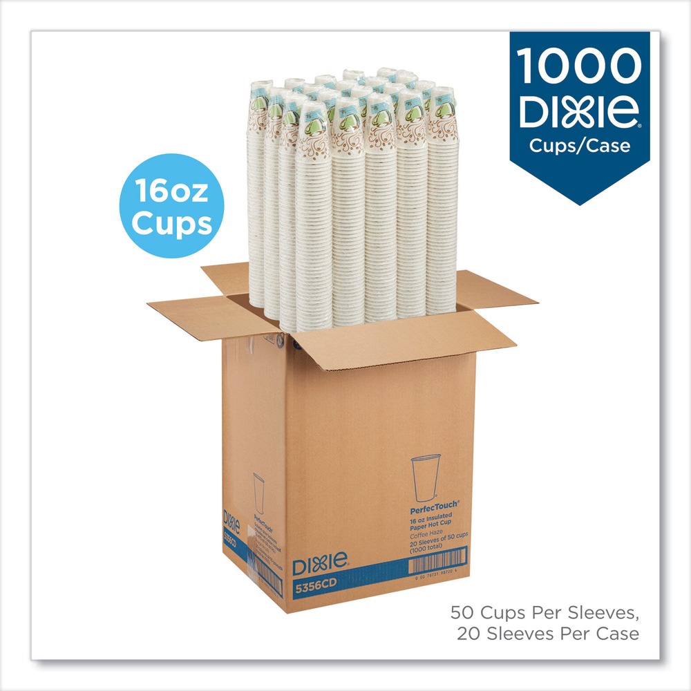 Dixie® PerfecTouch® Insulated Disposable Paper Hot Coffee Cup, 5356CD, 16 Fl. Oz., Coffee Haze, 1,000 Count (50 Cups/Sleeve, 20 Sleeves/Case) - image 3 of 3