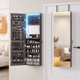 thumbnail image 2 of LVSOMT 47.2" LED Jewelry Mirror Cabinet, Wall/Door Mounted Jewelry Armoire Organizer with Built-in Lighted Mirror, Full Length Mirror with Storage, Black, 2 of 9