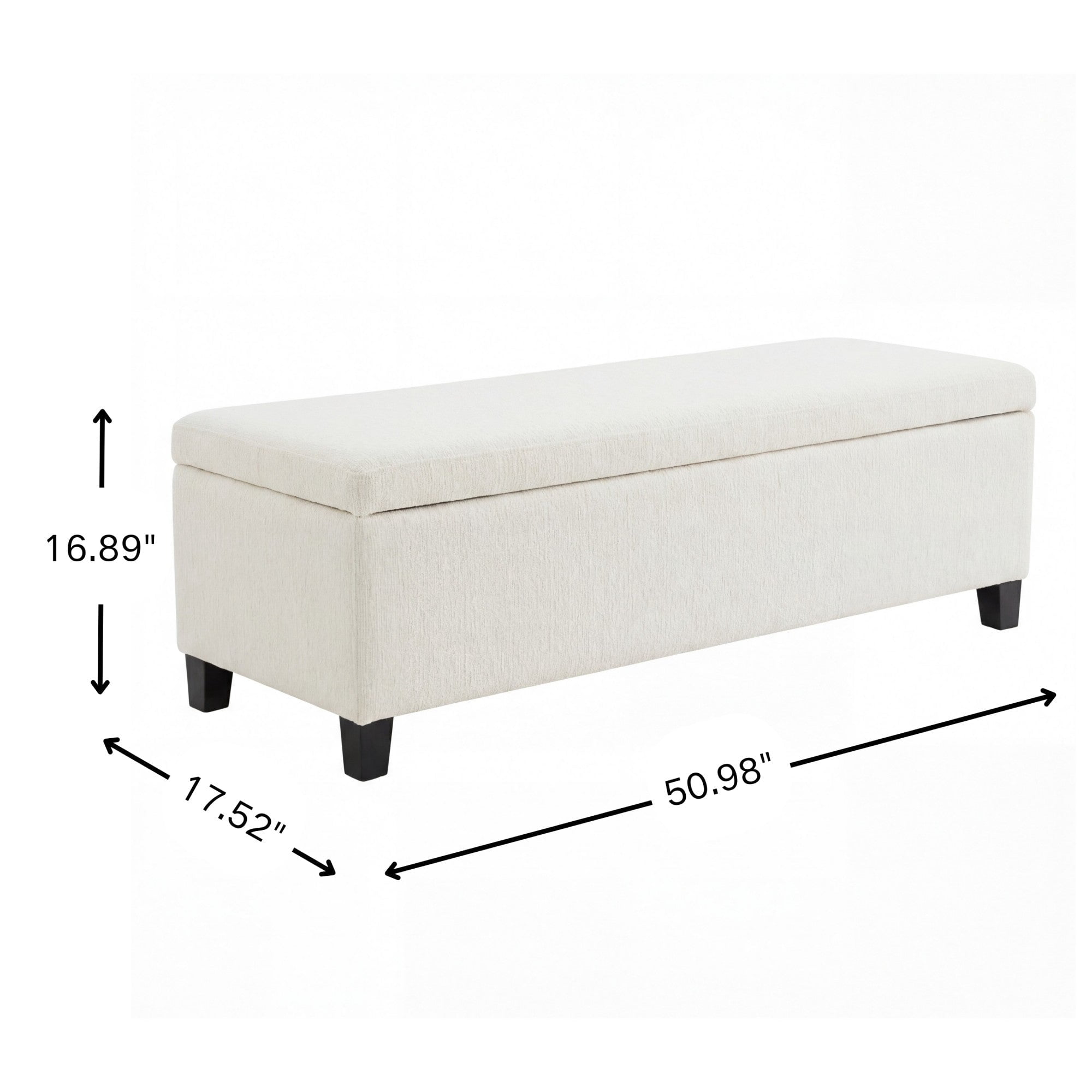 Sailvan 51" Upholstered Storage Ottoman Bench Boucle Entryway Bench with Wood Legs,End of Bed Seating for Bedroom,300lbs Cap White