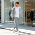 thumbnail image 7 of Men's Slim Jogger Pants Casual Tapered Drawstring Elastic Waist Jogging Sweatpants Running Exercise Gym Workout Athletic Pants with pockets Light Gray XL, 7 of 7
