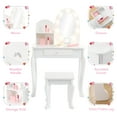 thumbnail image 5 of Juiluna Girls' Vanity Set with Light and Mirror, Makeup Table and Stool for Kids, Wood Dressup Playset for 4-9, White/Pink, 5 of 8