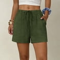 thumbnail image 3 of VBVC Women's High Waisted Casual Shorts,Drawstring Elastic Waist Loose Fit Trousers For Women,Ladies Lightweight Summer Beach Lounge Shorts with Pockets,Army Green,S-2XL, 3 of 9