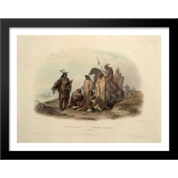Crow Indians, plate 13 from volume 1 of `Travels in the Interior of North America' 36x28 Large Black Wood Framed Print Art by Karl Bodmer