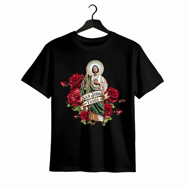 Camiseta gráfica de San Judas Tadeo para hombre, 100 % algodón, cuello redondo