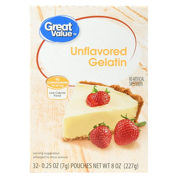 Great Value Unflavored Gelatin, 0.25 oz, 32 Count