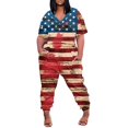 thumbnail image 2 of Rompers for Women Summer Wide Leg National Flag V-Neck Short Sleeve Rompers,Rompers Fashion Jumpsuits With Pockets Shorts, 2 of 5