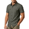 thumbnail image 2 of Men's and Big Short Sleeve Tactical Shirts Cotton Blend, UPF 50+ Ripstop Work Shirts, Breathable Button Down Outdoor Hiking Shirt with Double Pocket Size M-5XL Army Green, 2 of 5