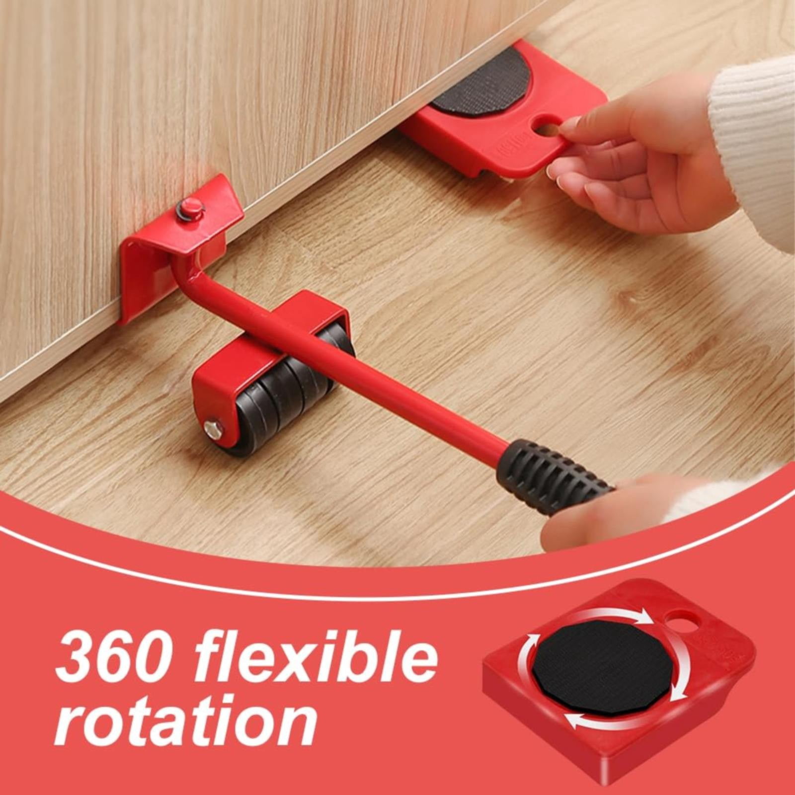 Clearance! Furniture Tool Set with Adjustable Height Tool Bar and 4 Wheels Furniture Mover Furniture Mobile Slide for Moving Heavy Furniture 1X Pry Bar 4X Pulley