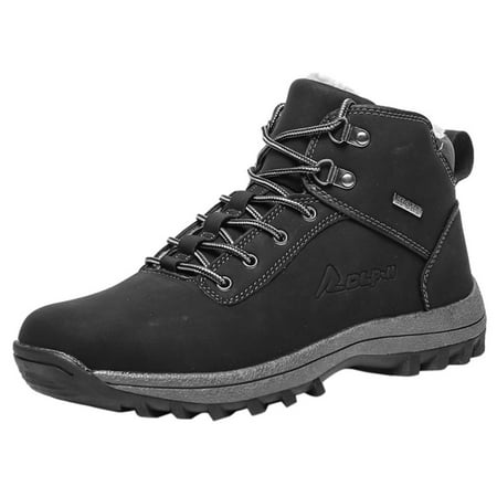 

Hueook Sneakers for Men Fashion Winter Men Lace-Up Outdoor Sport Shoes Keep Warm Mountaineering Boots Men Dress Shoes