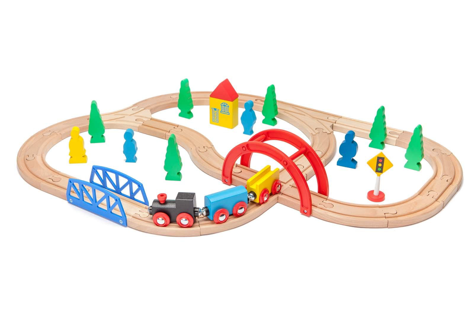 Details about   Orbrium Toys 52 Piece Deluxe Wooden Train Set w/3-Destinations & Tracks FastSHIP 