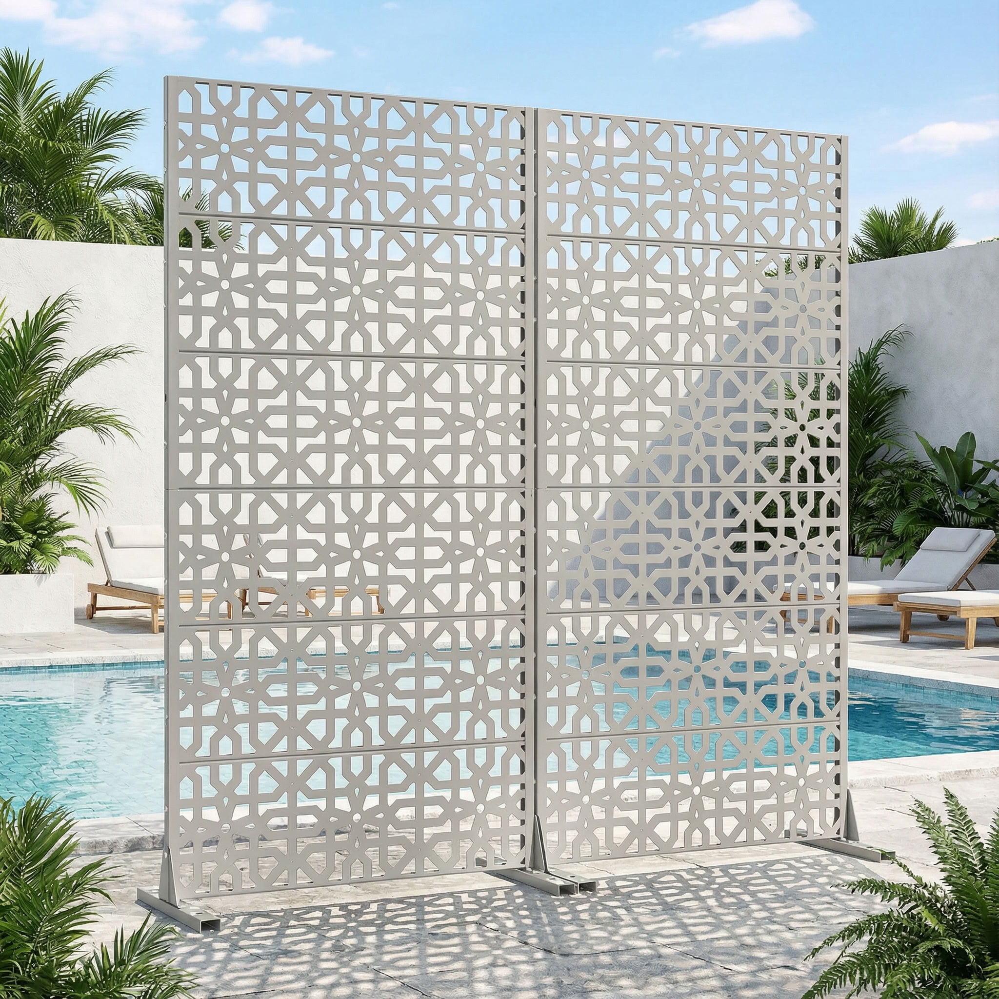 MAYEERTY 72*35in Outdoor Privacy Screen, Hot Tub Area Metal Privacy Fence, Privacy Panel for Patio, Balcony, Backyard, Garden