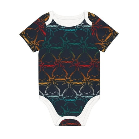 

Matuu Cartoon Sharks for Baby Short-Sleeve Bodysuit Soft Cotton Comfortable and Breathable Perfect for Newborns and Infants