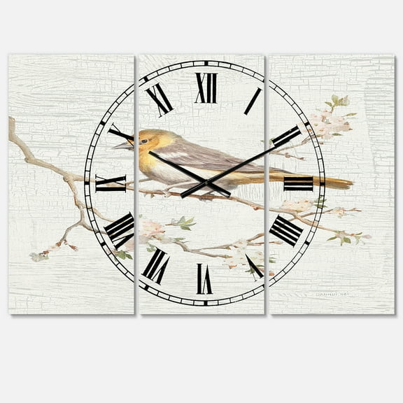 Designart 'Birds on Blossom II' Traditional wall clock