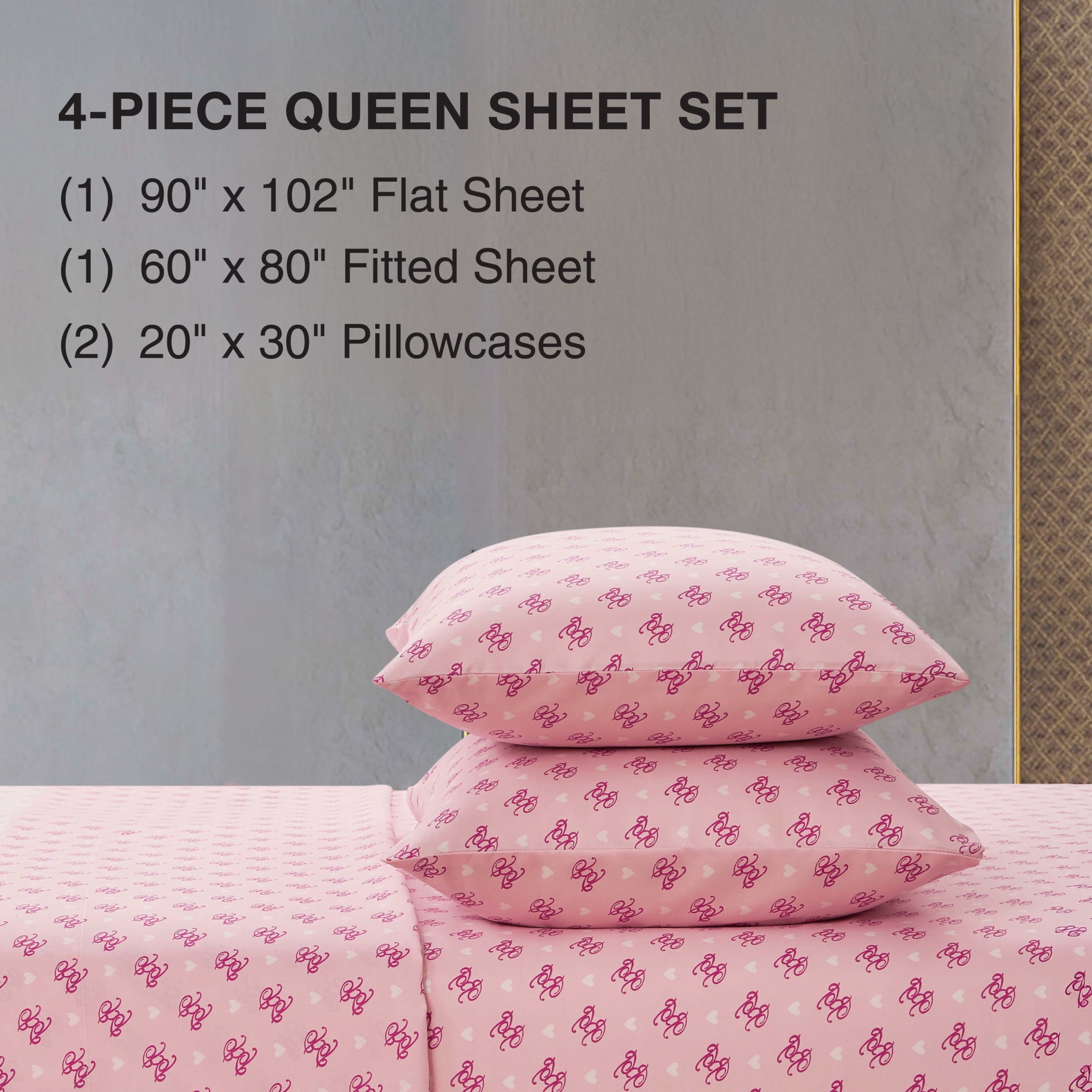 Baby Phat Printed Microfiber Sheet Sets, 4-Piece Queen, Pink