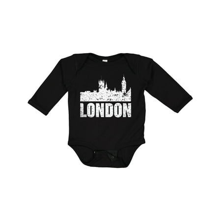 

Inktastic London England City Skyline with Grunge Boys or Girls Long Sleeve Baby Bodysuit