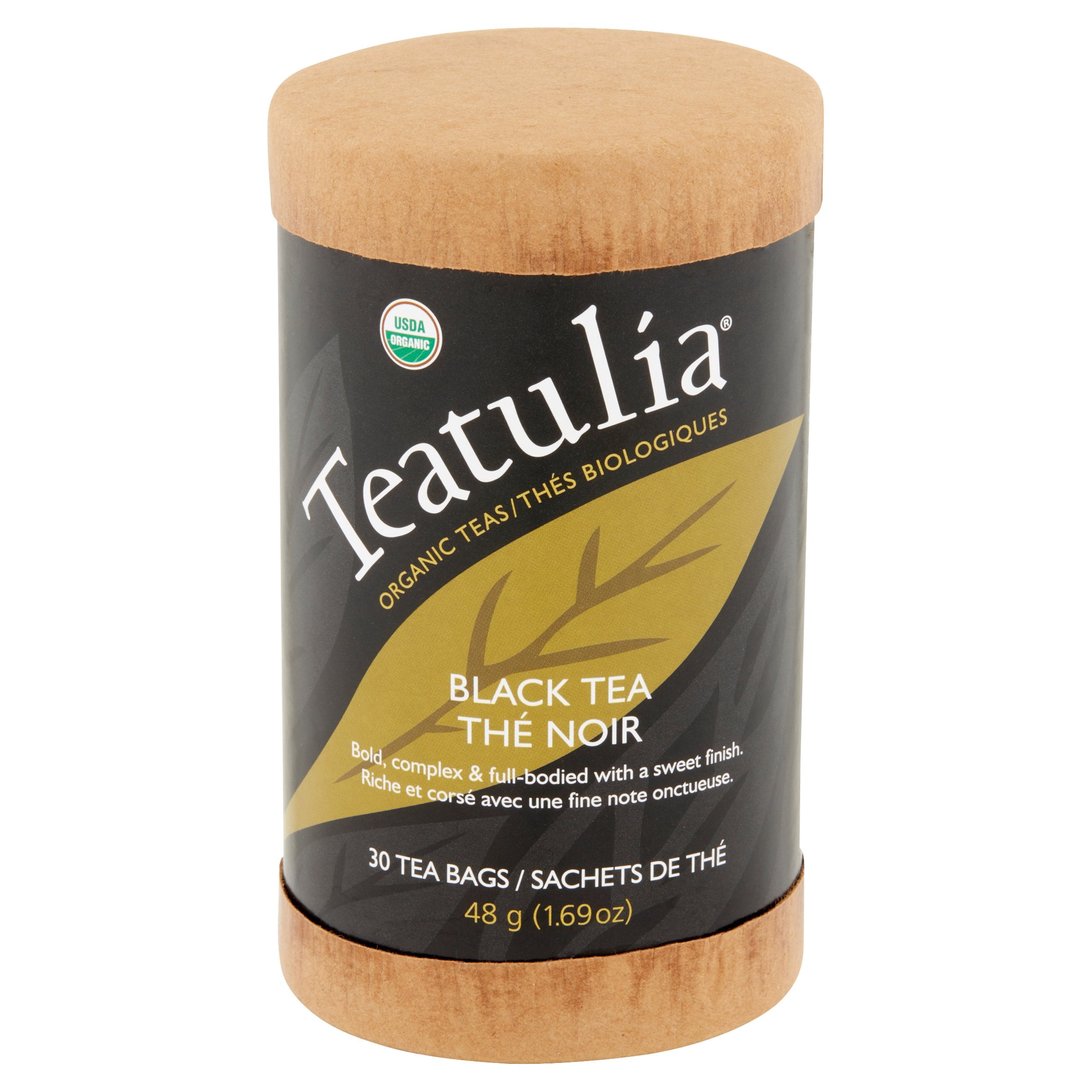 Teatulia Organic Black Tea Canister 30ct Standard Tea Bags
