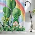 thumbnail image 2 of St Patrick's Day Shower Curtain Set, Waterproof Shower Curtains for Bathroom, Green Gnomes Shamrock Cloud Plants Rainbow Washable Fabric Bath Curtain for Bathtub Decoration with Hooks 72x78 Inches, 2 of 9