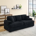 thumbnail image 2 of 79.3" Corduroy Sofa, Compact 3-Seater Couch with Plush Pillows - Perfect for Small Apartments, Home Offices, or Living Rooms - Durable Corduroy Fabric, Easy Assembly, Black, 2 of 8