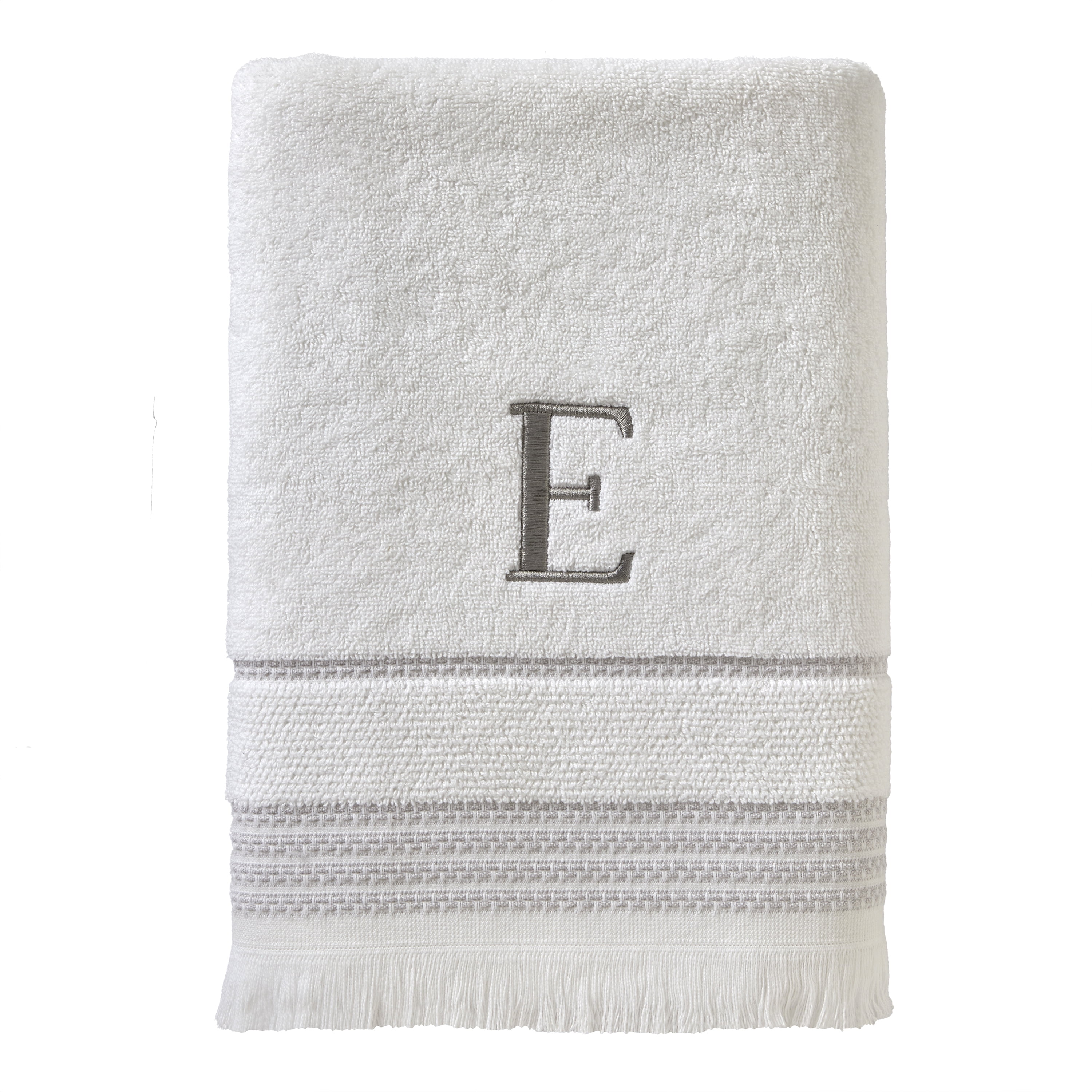 SKL Home Casual Monogram Bath Towel, 'E', White