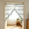 thumbnail image 6 of Naittoop Victorian Floral Lace Swag Valance Curtain Semi Sheer Embroidered Window Drape with Beaded Tassels No Punching Triangle Design for Kitchen Bedroom and Cafe 39*98 in Blue, 6 of 6