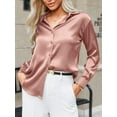 thumbnail image 4 of Zeagoo Silk Shirt for Women Smooth Satin Long Sleeve V Neck Casual Office Work Blouse Tunic Tops, 4 of 6