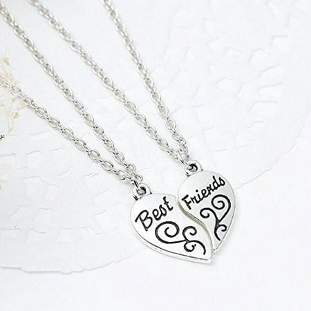 One Link Cable Necklace Cable Chain Broken Heart Friendship BFF Message 