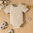 thumbnail image 6 of Dooleck Baby Girl Clothes Infant Outfit Ruffle Ribbed Bodysuit Floral Shorts Set, 6 of 7