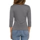 thumbnail image 3 of Blusa de mujer con fruncidos Inspire Chic, decoración de botones, cuello en V, manga 3/4, top de punto sólido 2XL gris oscuro, 3 of 6