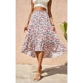 thumbnail image 3 of PRETTYGARDEN Women's Ditzy Floral Print Midi Skirt Boho Elastic High Waist Long Skirts for Women Trendy High Low Hem, 3 of 6