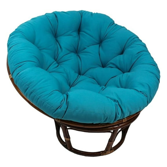Twill Papasan Cushion 52 Inch, Aqua Blue - Round Floor Cushion for Rattan Chairs, Tufted Papasan Pad, Indoor Home Decor, 1 Count