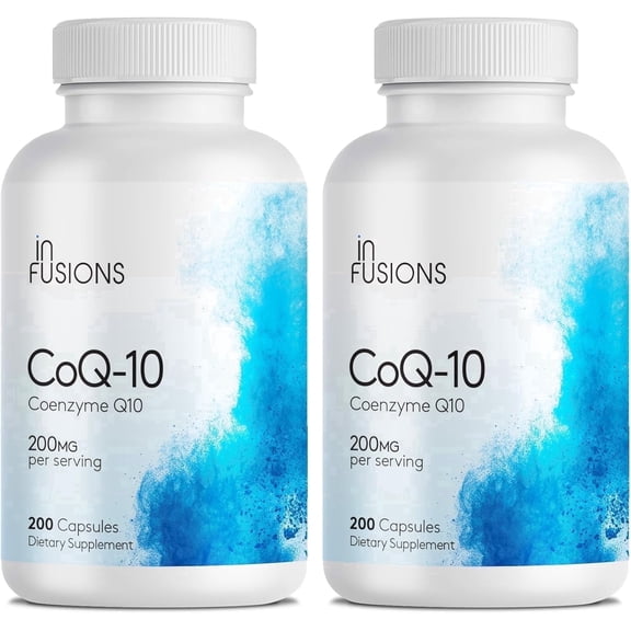 Pure CoQ10 200mg 400 Capsules (Coenzyme Q10) High Absorptions Vegan Gluten Free Non-GMO - Pack of 2
