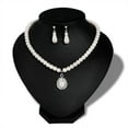 thumbnail image 3 of UDIYO Royal Style Princess Imitation Pearl Teardrop Pendant Elegant Necklace Earrings, 3 of 7