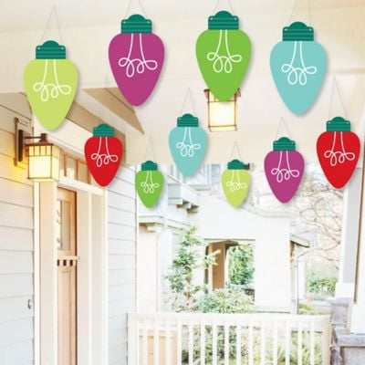 Large Christmas Yard Decorations Hanging Christmas Light Bulbs - Outdoor Holiday Party Hanging Porch and Tree Yard Decorations - 10 Pieces ()