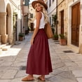 thumbnail image 4 of Maxi Skirts for Women Casual Boho Swing Pleated Beach Long Skirts Smocked Elastic High Waisted Skirts with Pockets S, 4 of 9
